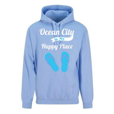 Funny Beach Vacation Design Ocean City Is My Happy Place Gift Unisex Surf Hoodie