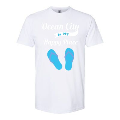 Funny Beach Vacation Design Ocean City Is My Happy Place Gift Softstyle CVC T-Shirt