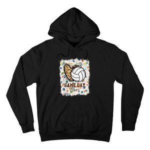 Floral Bleached Volleyball Game Day Vibes Volleyball Mom Hoodie