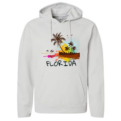 Florida Beach Vacation Ar For Ocean Lovers Performance Fleece Hoodie