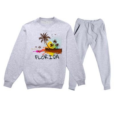 Florida Beach Vacation Ar For Ocean Lovers Premium Crewneck Sweatsuit Set