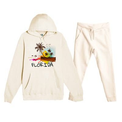 Florida Beach Vacation Ar For Ocean Lovers Premium Hooded Sweatsuit Set