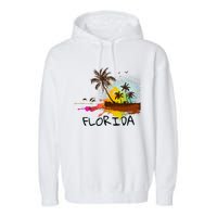 Florida Beach Vacation Ar For Ocean Lovers Garment-Dyed Fleece Hoodie