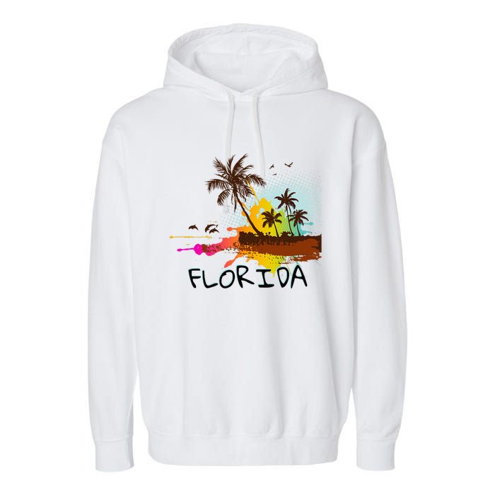 Florida Beach Vacation Ar For Ocean Lovers Garment-Dyed Fleece Hoodie