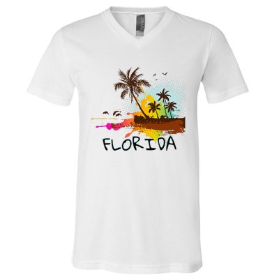 Florida Beach Vacation Ar For Ocean Lovers V-Neck T-Shirt