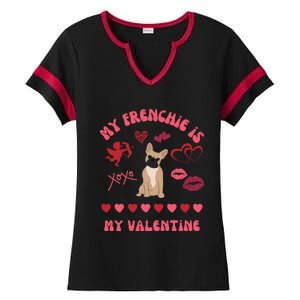 French Bulldog Valentine's Day Dog Fur Mama 'S 'S Gift Ladies Halftime Notch Neck Tee