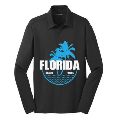 Florida Beach Vibes Usa America Gift Silk Touch Performance Long Sleeve Polo