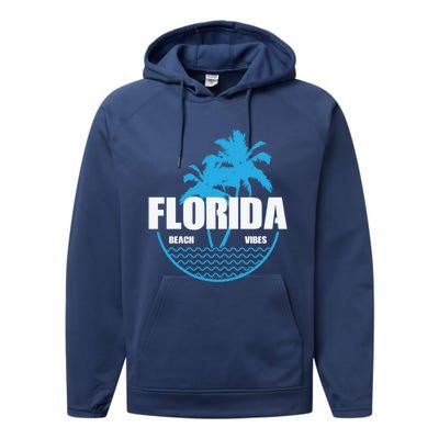 Florida Beach Vibes Usa America Gift Performance Fleece Hoodie