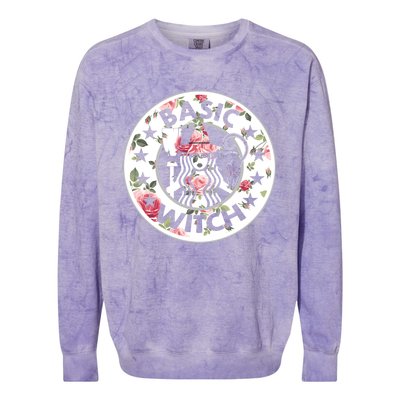 Funny Basic Witch Halloween Gift Witch Flower Gift Colorblast Crewneck Sweatshirt