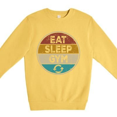 Funny Bodybuilder Workout Vintage Cute Gift Eat Sleep Gym Repeat Gift Premium Crewneck Sweatshirt