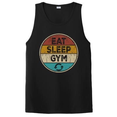 Funny Bodybuilder Workout Vintage Cute Gift Eat Sleep Gym Repeat Gift PosiCharge Competitor Tank