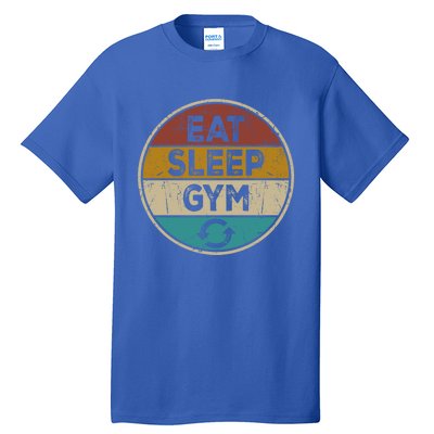 Funny Bodybuilder Workout Vintage Cute Gift Eat Sleep Gym Repeat Gift Tall T-Shirt