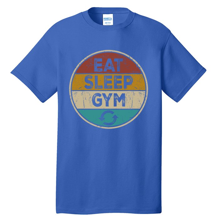 Funny Bodybuilder Workout Vintage Cute Gift Eat Sleep Gym Repeat Gift Tall T-Shirt