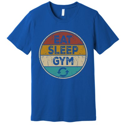 Funny Bodybuilder Workout Vintage Cute Gift Eat Sleep Gym Repeat Gift Premium T-Shirt