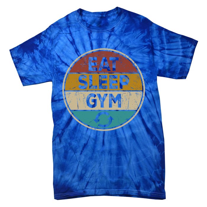 Funny Bodybuilder Workout Vintage Cute Gift Eat Sleep Gym Repeat Gift Tie-Dye T-Shirt