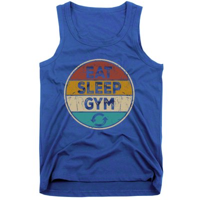 Funny Bodybuilder Workout Vintage Cute Gift Eat Sleep Gym Repeat Gift Tank Top