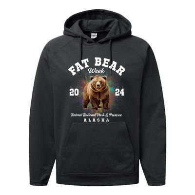 Fat Bear Week 2024 Katmai National Park And Preserve Alaska Performance Fleece Hoodie