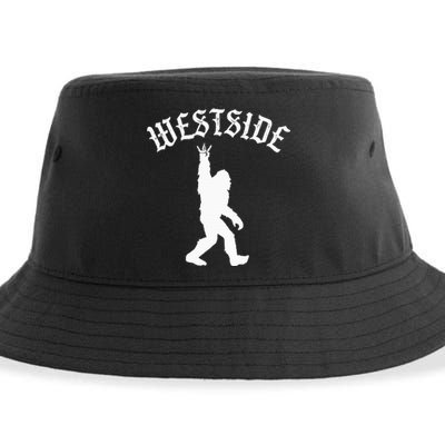 Funny Bigfoot Westside Hand Sign For California West Coast Sustainable Bucket Hat