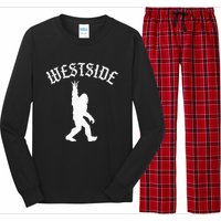 Funny Bigfoot Westside Hand Sign For California West Coast Long Sleeve Pajama Set