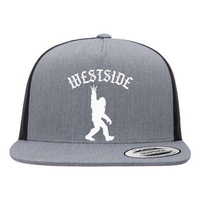 Funny Bigfoot Westside Hand Sign For California West Coast Flat Bill Trucker Hat