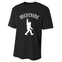 Funny Bigfoot Westside Hand Sign For California West Coast Performance Sprint T-Shirt