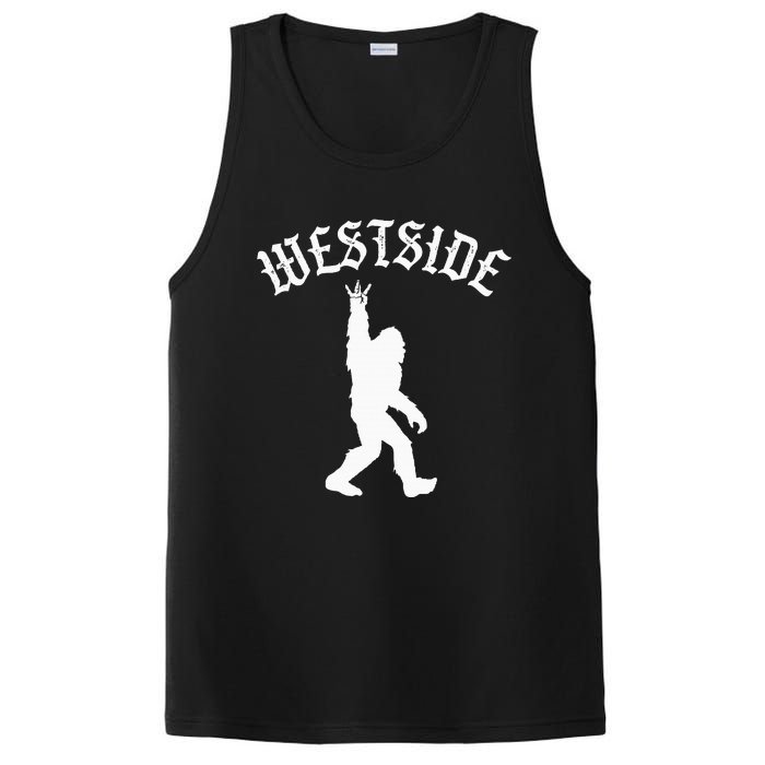 Funny Bigfoot Westside Hand Sign For California West Coast PosiCharge Competitor Tank