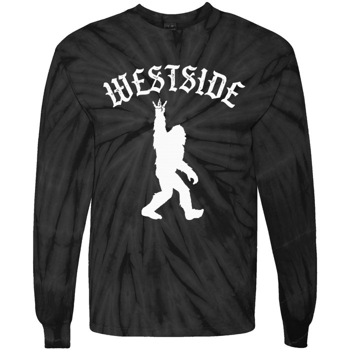 Funny Bigfoot Westside Hand Sign For California West Coast Tie-Dye Long Sleeve Shirt