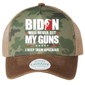 Funny Biden Will Never Get My Guns I Keep Them Upstairs Cute Gift Legacy Tie Dye Trucker Hat