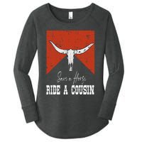 Funny Bull Western Save A Horse Ride A Cousin Women's Perfect Tri Tunic Long Sleeve Shirt