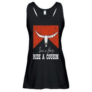 Funny Bull Western Save A Horse Ride A Cousin Ladies Essential Flowy Tank