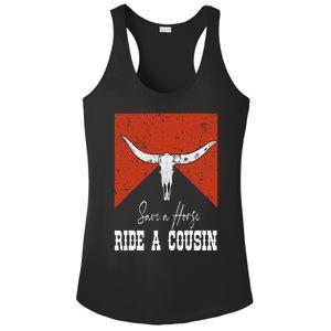 Funny Bull Western Save A Horse Ride A Cousin Ladies PosiCharge Competitor Racerback Tank