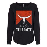 Funny Bull Western Save A Horse Ride A Cousin Womens California Wash Sweatshirt