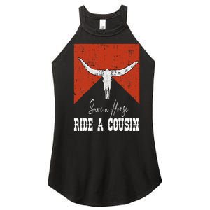 Funny Bull Western Save A Horse Ride A Cousin Women's Perfect Tri Rocker Tank