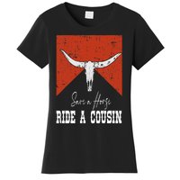 Funny Bull Western Save A Horse Ride A Cousin Women's T-Shirt