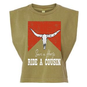 Funny Bull Western Save A Horse Ride A Cousin Garment-Dyed Women's Muscle Tee