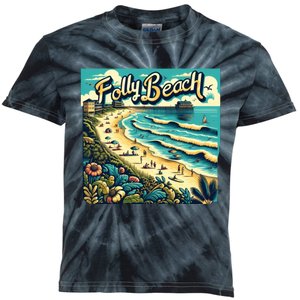 Folly Beach Watercolor Fun Summer Kids Tie-Dye T-Shirt