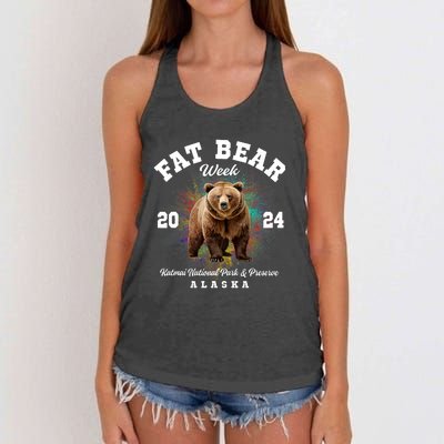 Fat Bear Week 2024 Katmai National Park Women's Knotted Racerback Tank