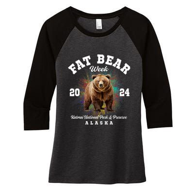 Fat Bear Week 2024 Katmai National Park Women's Tri-Blend 3/4-Sleeve Raglan Shirt