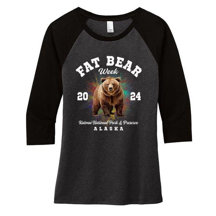 Fat Bear Week 2024 Katmai National Park Women's Tri-Blend 3/4-Sleeve Raglan Shirt