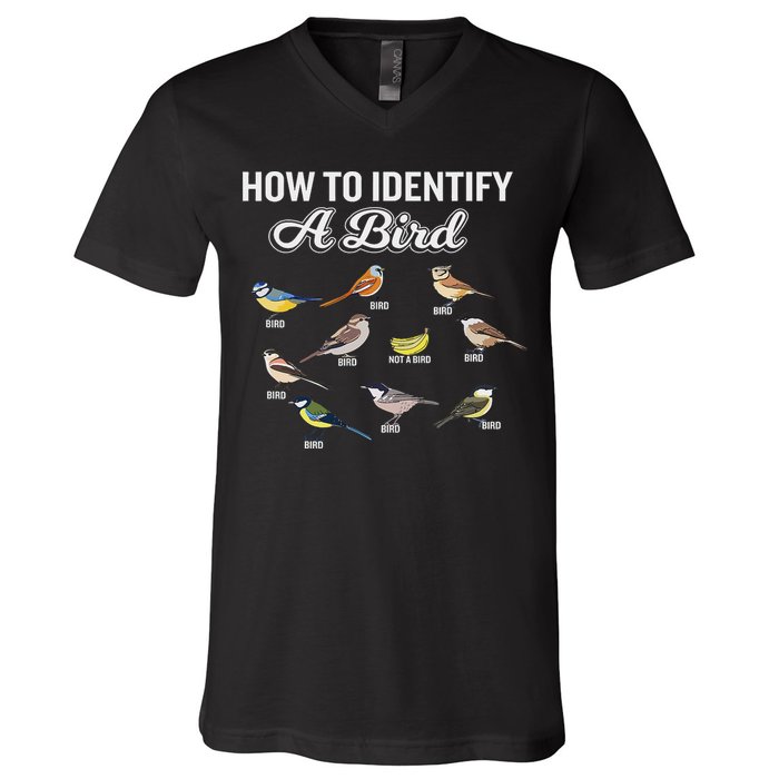 Funny Bird Watcher How To Identify A Bird Unique Birder V-Neck T-Shirt