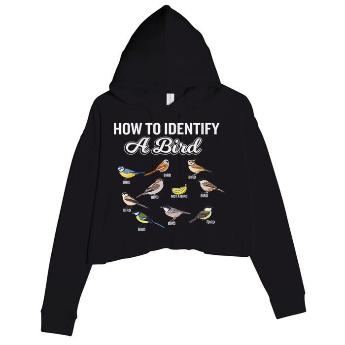 Funny Bird Watcher How To Identify A Bird Unique Birder Crop Fleece Hoodie