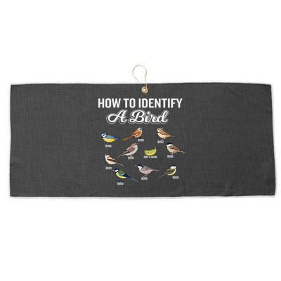 Funny Bird Watcher How To Identify A Bird Unique Birder Large Microfiber Waffle Golf Towel