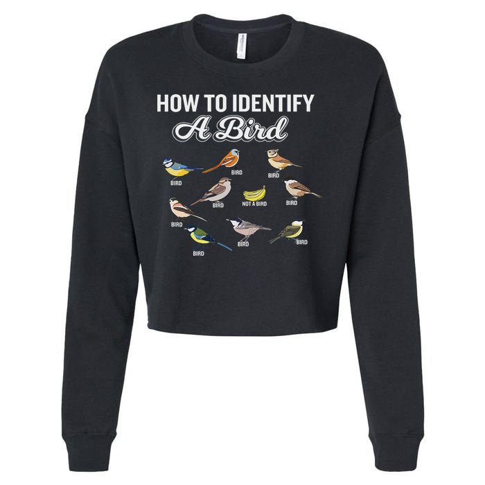 Funny Bird Watcher How To Identify A Bird Unique Birder Cropped Pullover Crew