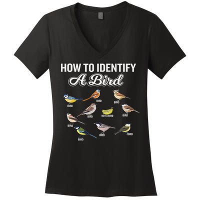 Funny Bird Watcher How To Identify A Bird Unique Birder Women's V-Neck T-Shirt