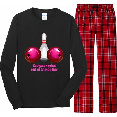 Funny Bowling Women Mind Out Of The Gutter Long Sleeve Pajama Set