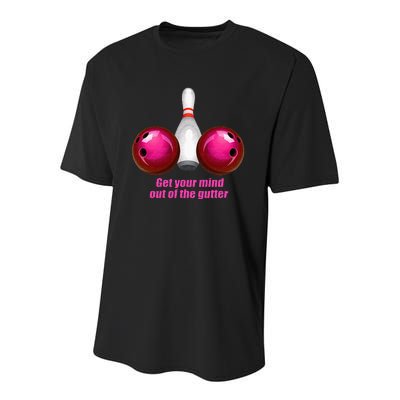 Funny Bowling Women Mind Out Of The Gutter Youth Performance Sprint T-Shirt