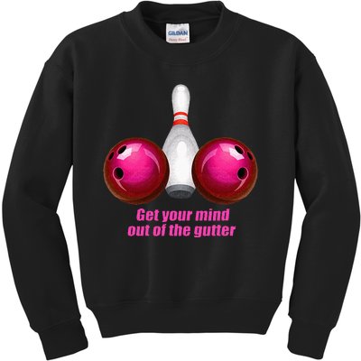 Funny Bowling Women Mind Out Of The Gutter Kids Sweatshirt