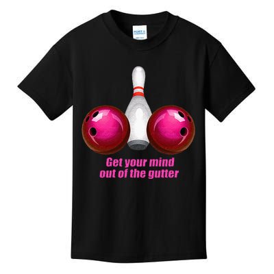 Funny Bowling Women Mind Out Of The Gutter Kids T-Shirt