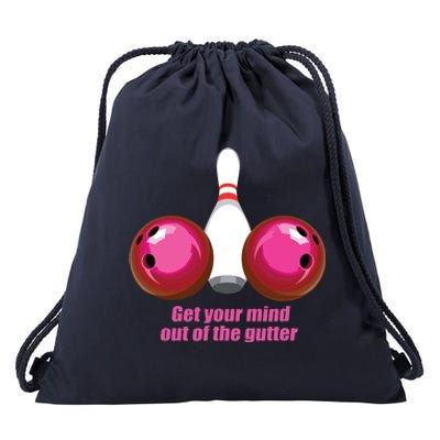 Funny Bowling Women Mind Out Of The Gutter Drawstring Bag