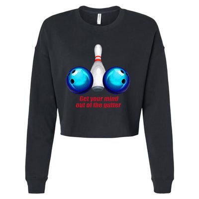 Funny Bowling Women Mind Out Of The Gutter Cropped Pullover Crew